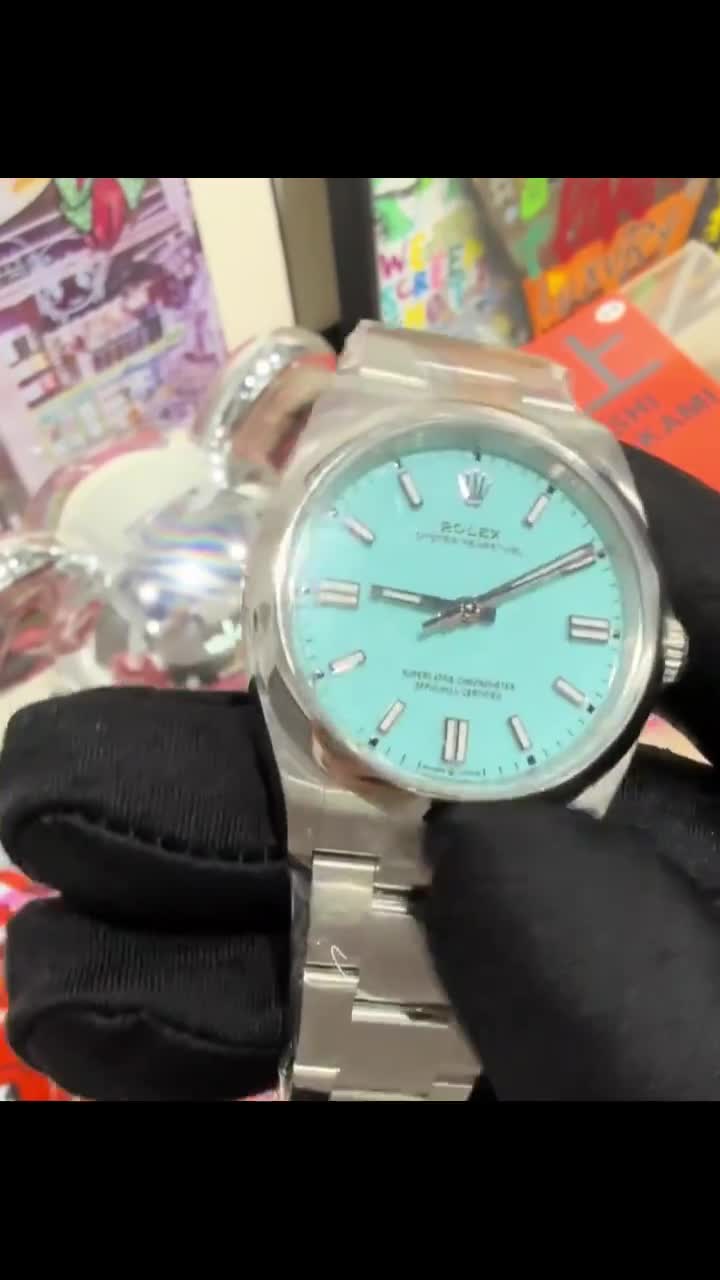 Replica Rolex Oyster Perpetual Lady 36mm Turquoise Blue Dial 126000-fasswatch