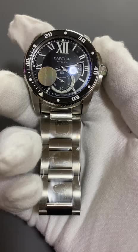 Calibre de Cartier Diver Black Dial in Steel Bracelet-fasswatch