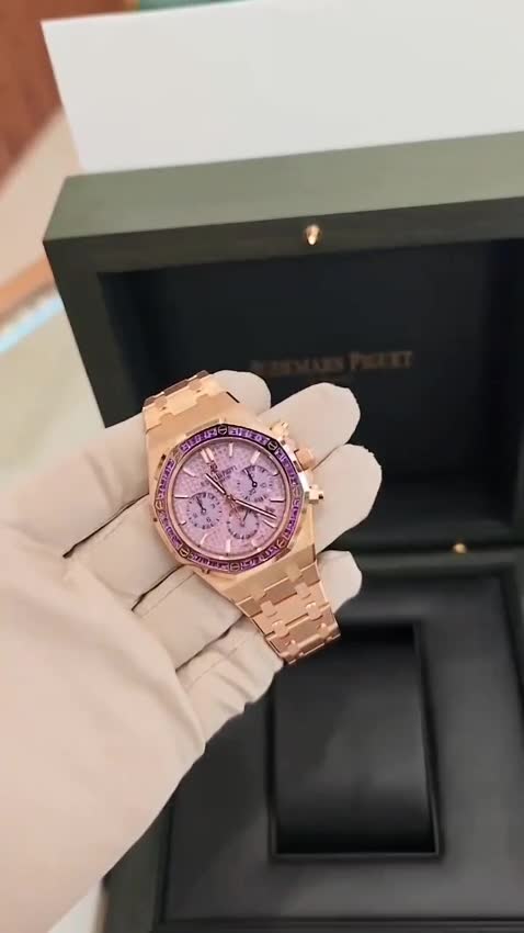 Audemars Piguet Royal Oak Chronograph 38 Pink Gold / Amethysts / Purple - 26319OR.AY.1256OR.01-fasswatch